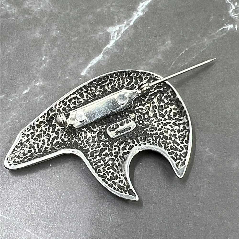 Vintage 1989 Navajo Pewter Spirit Bear Pin Pendant - Picture 5 of 7